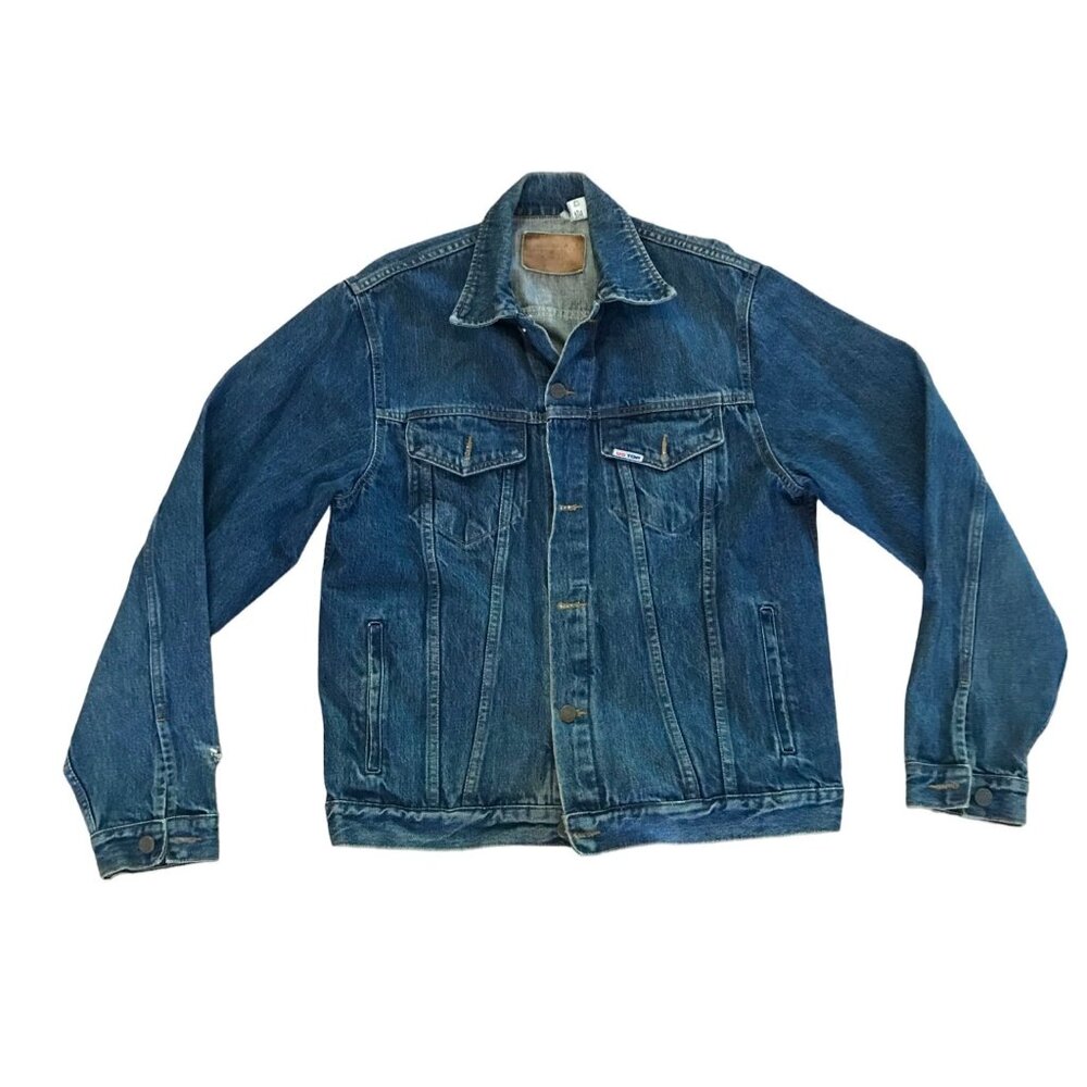 Mens Denim Jacket Size 42 Blue Distressed Look US TOP Y2K